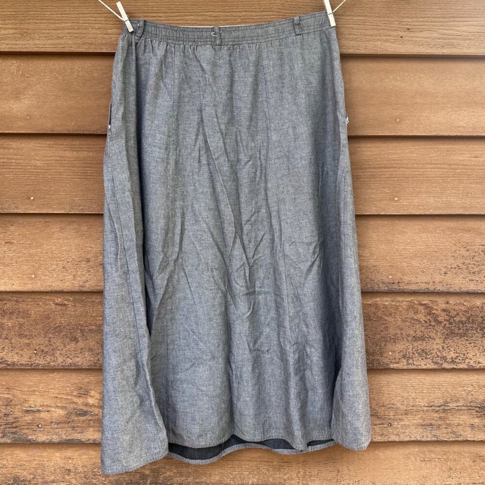 Vintage Orvis Womens Size 16 Gray Cotton Skirt Elastic Waistband Made In USA Sli - Picture 3 of 10